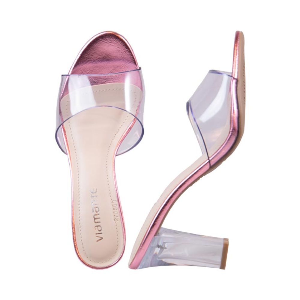 TAMANCO FEMININO EM VINIL TRANSPARENTE VIA MARTE ROSA - Sapataria Nova