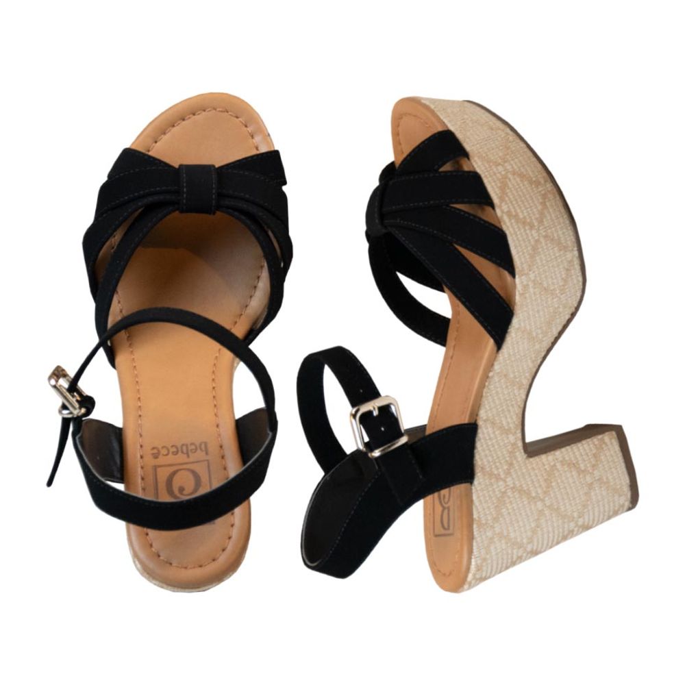 Sandalia Feminina Espadrille Em Nobuck Bebece Preta Sapataria Nova