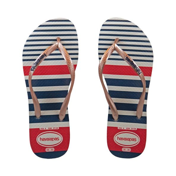 Chinelo Havaianas Slim Nautical Branco/Rose Gold Tamanho: 33 Cor: BRANCO