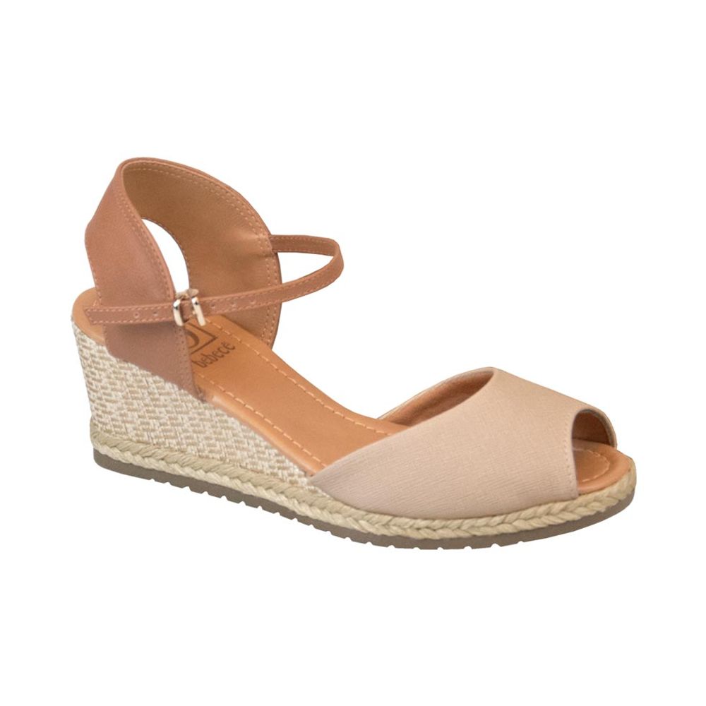 Sandalia Anabela Com Espadrille Bebece Camel Sapataria Nova