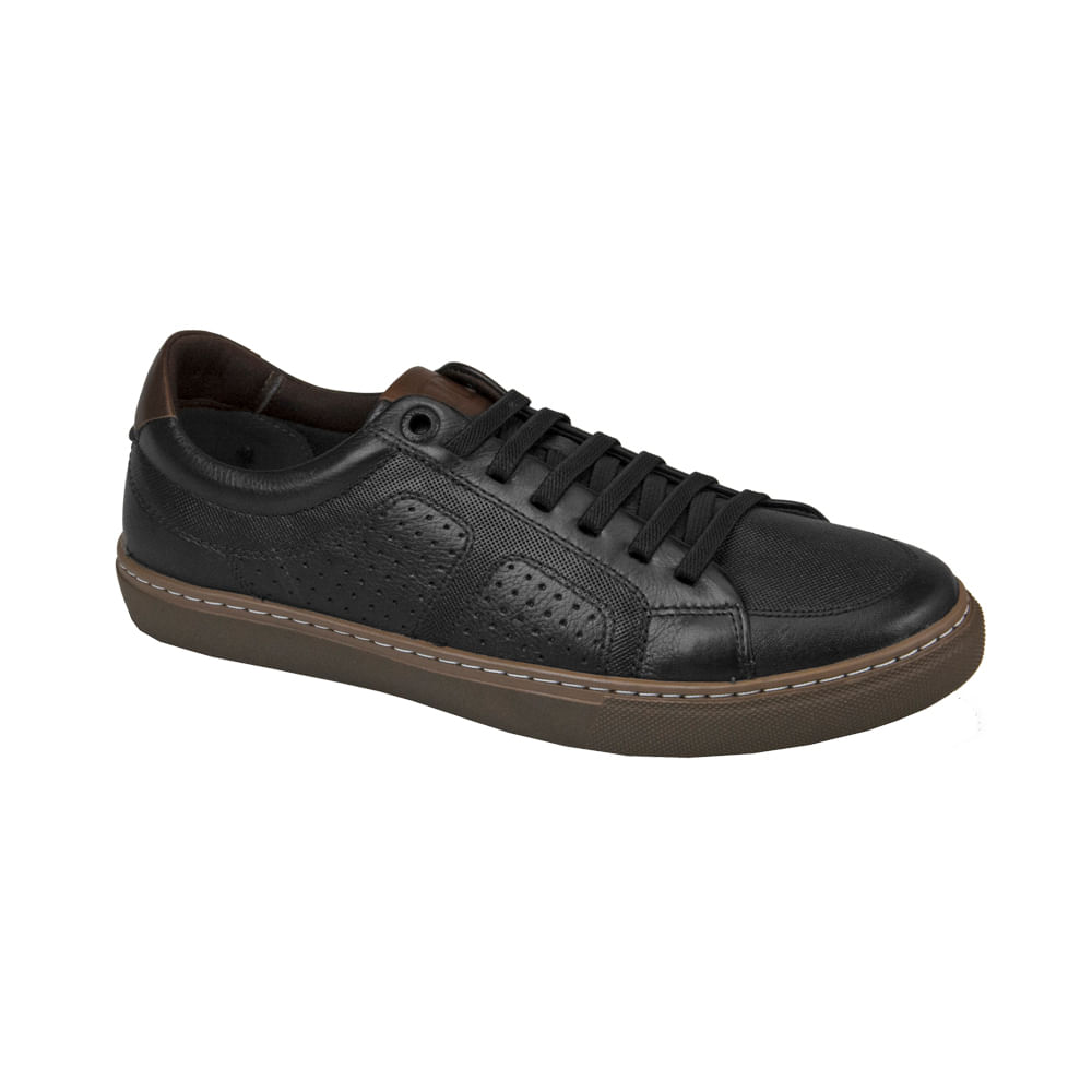 SAPATÊNIS ELEGANTE MASCULINO DEMOCRATA PRETO 164103 - Sapataria Nova
