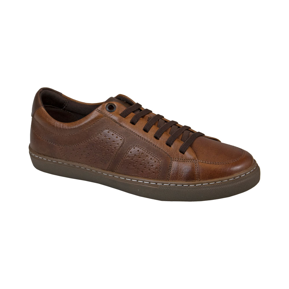 SAPATÊNIS ELEGANTE MASCULINO DEMOCRATA CONHAQUE 164103 - Sapataria Nova