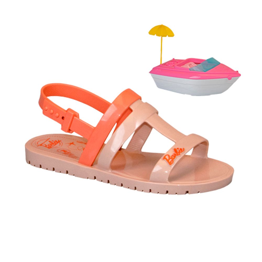 SANDÁLIA INFANTIL DA BARBIE COM LANCHA ROSA 22002 - Sapataria Nova