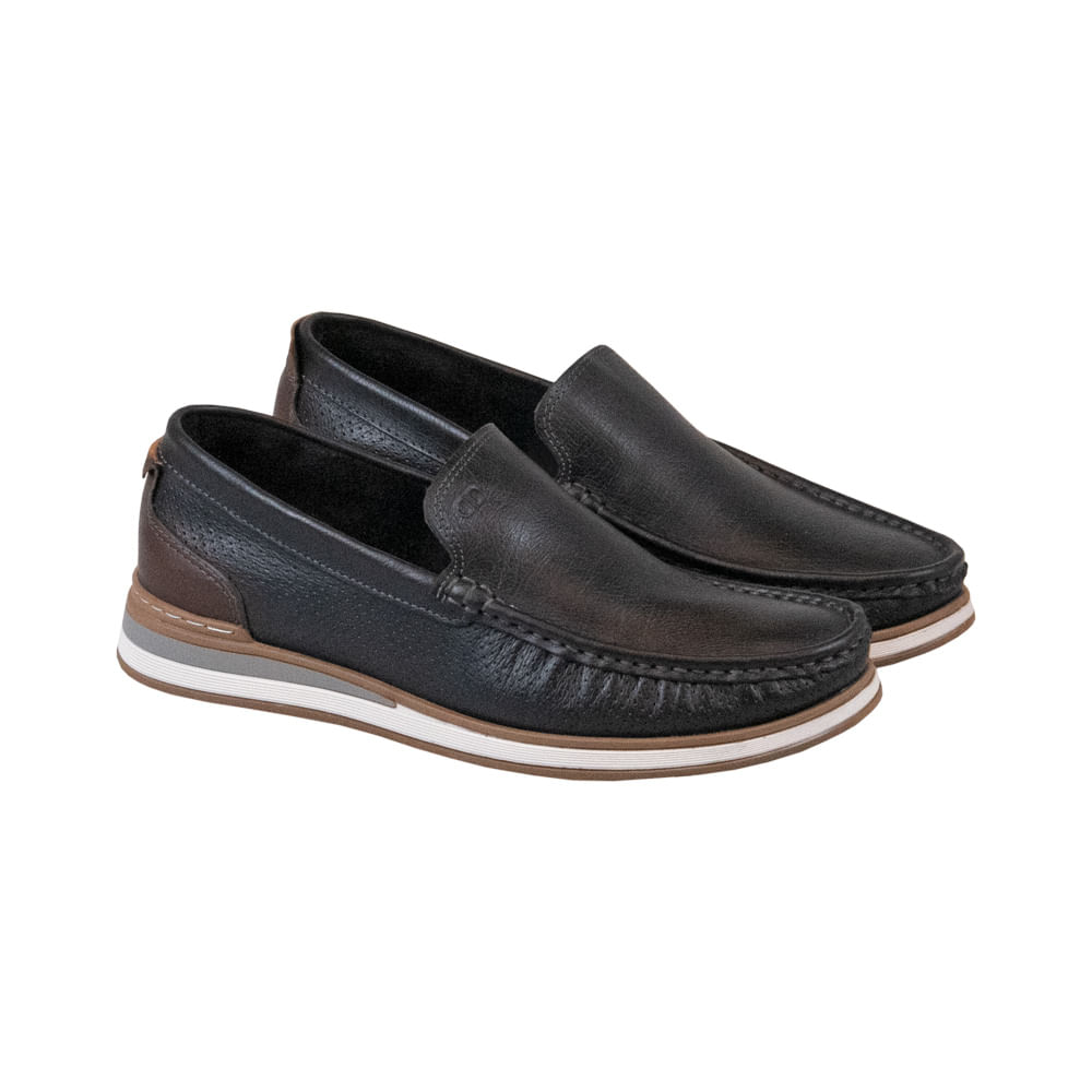Mocassim Denim Flow Democrata Preto/Tabaco - Sapataria Nova