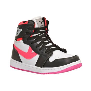 Tenis-Casual-Streetweart-Feminino-Veloce-Rosa-Branco-Preto-Tamanho--33---Cor--BRANCO-0
