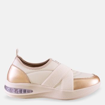 Tenis-Casual-Elastico-Cruzado-Ouro-e-Off-White-Tamanho--36---Cor--OURO-0