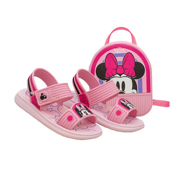 Sandália Rosa Kids Minnie com Mochila Disney