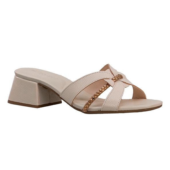 Sandália Strass Salto Bloco Aveia Comfort